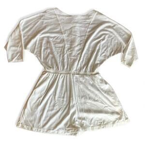 Vintage White Lace Back Romper Womens M Soft Knit One Piece Elastic Waist